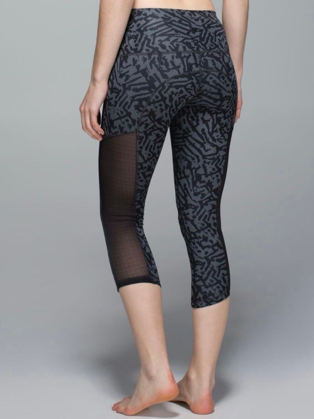 lululemon athletica Hot To Street Dark Grey Capri Leggings with Mesh Panels